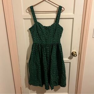 Collectif Polka Dot Button Up Green Dress XL